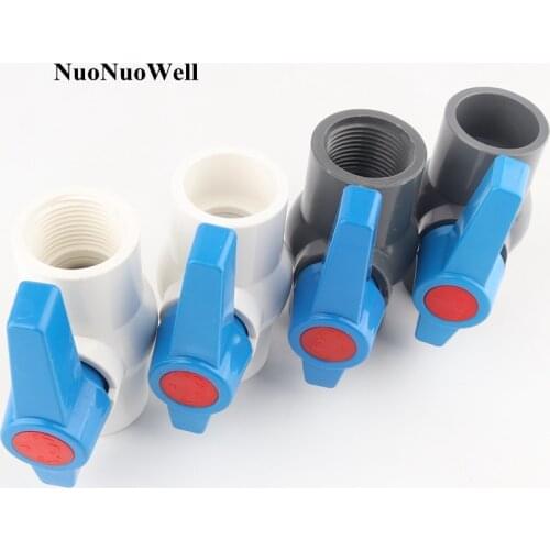 1pc 32mm PVC Ball Valve 1" Female Thread Globe Valve Garden Irrigation Water Pipe Connectors Aquarium Tank Adapter Blue Handle