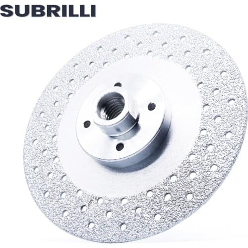 SUBRILLI 5" Vacuum Brazed Diamond Cutting Disc 125mm Grinding Wheel Flange M14 5/8-11 Granite Marble Concrete Saw Blade Cutter