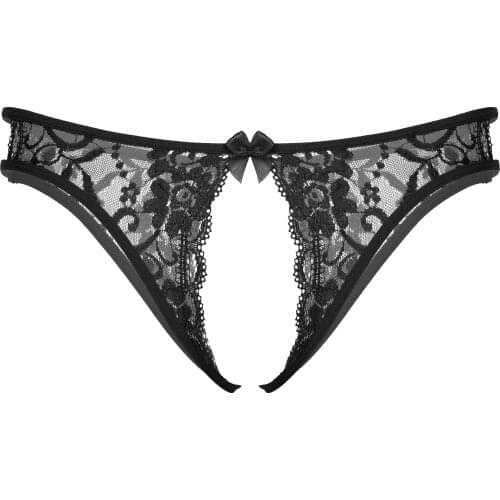 Men Floral See-through Lace Sexy Briefs Low Waist Stretchy Crotchless Panties Hollow Out T-back Underwear Sissy Party Clubwear