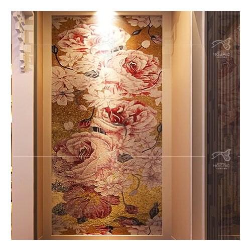 Hand cut flower art glass mosaic patterns A4J013