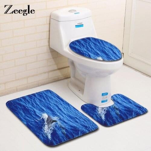 Zeegle Bath Mat Bathroom Carpet Home Decor Floor Rugs Cushion Toilet Seat Cover Absorbent Bathroom Carpet Bath Mat