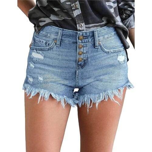 Women Holes Sexy High Waist Zipped Denim Shorts Skinny Fit Mini Shorts Jeans Classic Vintage Short Pantalones Cortos De Mujer