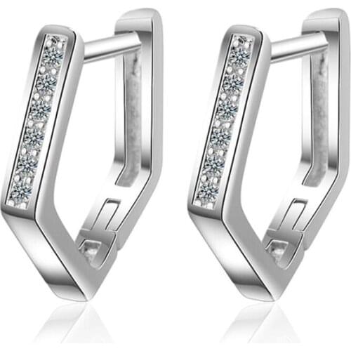 KOFSAC New Charm 925 Sterling Silver Earrings For Women Jewelry Exquisite Zircon Geometric Earring Female Engagement Accessories