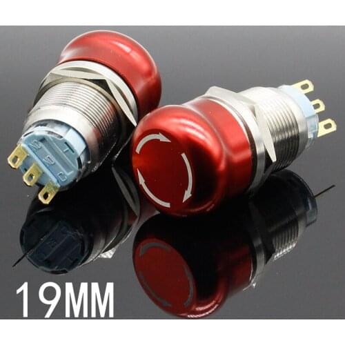 1pc 19mm Waterproof Stainless Steel Waterproof Metal Latching Emergency STOP Push Button Switch Button Switch