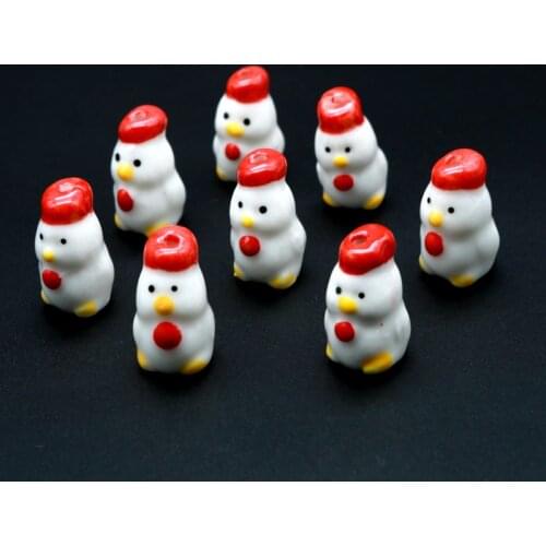 10Pcs 20*11mm Cartoon Chicken Animals Porcelain Handmade Beads Pendants Fit Bracelet Necklace Choose Wholesale