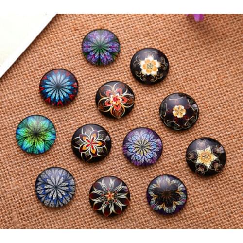 12mm 14mm 16mm 30mm South Korea pattern Round Handmade Photo Glass Cabochons & DIY Handmade Cabochon beads Jewelry Fittings