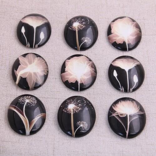2pcs mix Night sky Fireworks Pattern Oval Glass Cabochon 30*40mm Dome Flat Back DIY Jewelry Finding