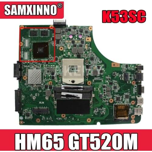 Akemy NEW motherboard For ASUS K53SC X53S K53SV K53SM K53SJ P53Sj Laptop mainboard HM65 GT520M-GPU USB-3.0