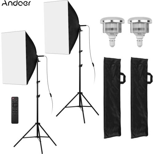 Andoer Professional Studio Photography Light Kit Including 50*70cm Softboxes 85W 3200K-5500K Bi-color Temperature Light Bulbs