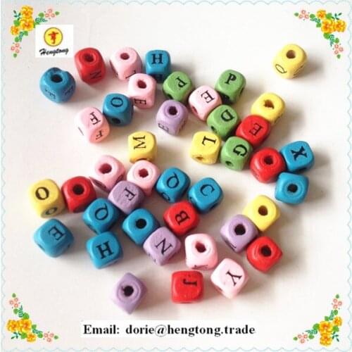 Free shipping 10mm Square Charm Alphabet Bead , Diy Bead Fit Bracelet Charms DIY sewing loose wooden cube letter bead