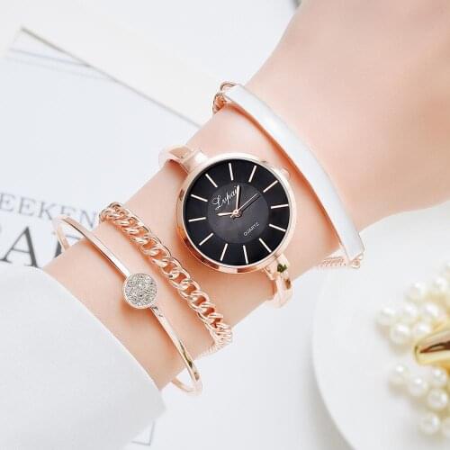Lvpai Top Brand Women Bracelet Watches Set Fashion Women Dress Ladies Wrist Watch Luxury Rose Gold Quartz Watch Set montre femme