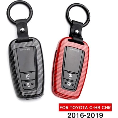 Key Case For Car For Toyota C-HR CHR Camry 2016-2017-2018-2019 Carbon Fiber Style Key Fob Remote Cover Protector Shell New 2019