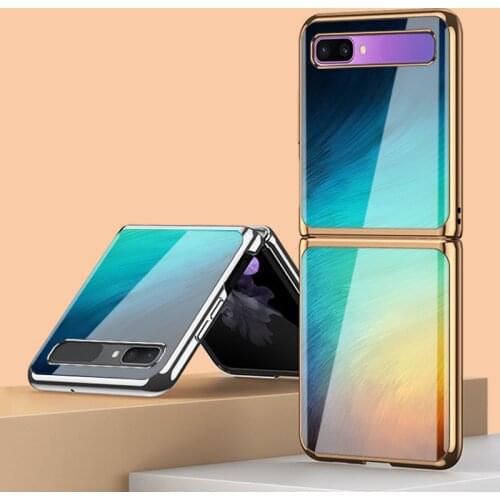 Z Flip Funda Case for Samsung Galaxy Z Flip F7000 Tempered Glass Shell Colorful Patterned Coque Phone Case Cover Z Flip Capa