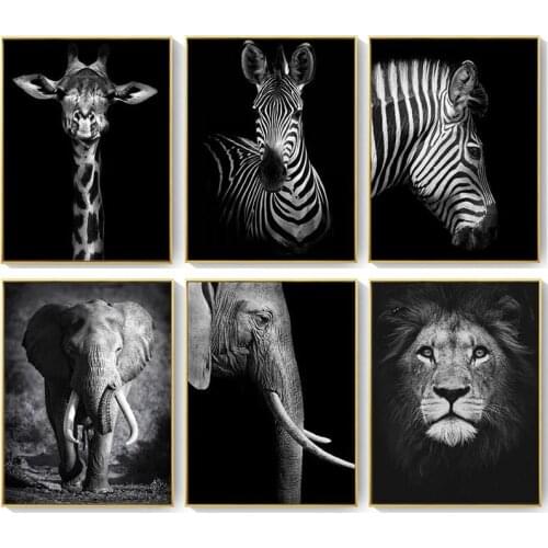 Black and White Canvas Painting Animal Wall Art Poster Wall Picture Decorative Mural