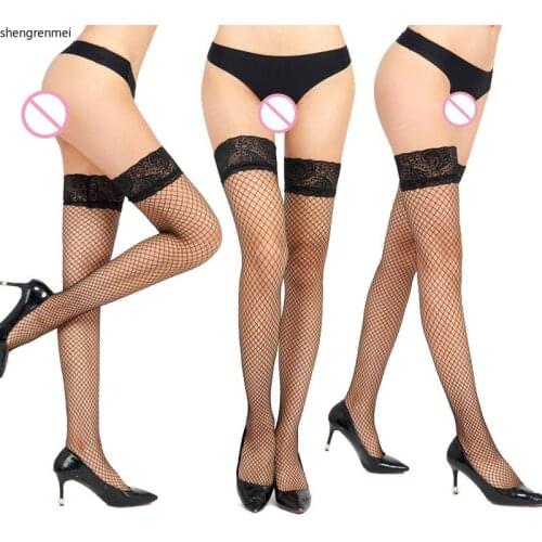 New Fashion Womens Lace Stay Up Stockings Classic Mesh Net Hosiery Lady Romantic Exotic Over Knee Stocking for Woman Lingerie