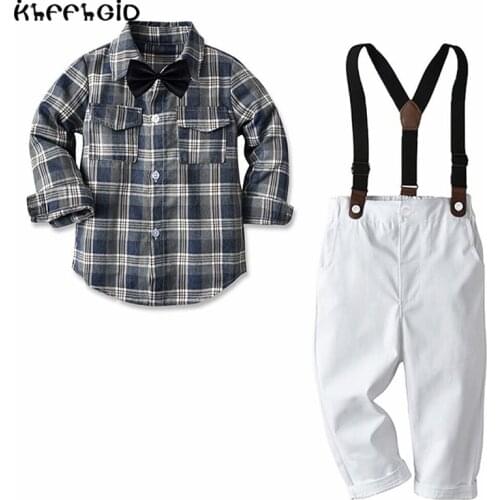 Baby clothes newborn clothes childrens clothes baby boys boutique clothes pure cotton plaid formal two-piece one-year-old banqu