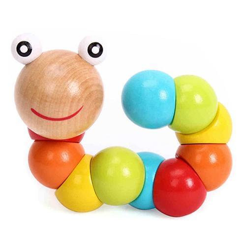 DIY Baby Child Polished Colorful Caterpillar Wooden Toy Infant Educational Xmas Gift