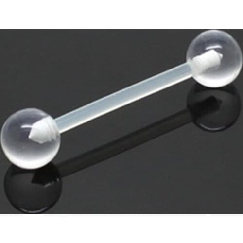 Flexi PTFE Tongue Bar Clear Tongue Ring Popular Wholesale Body Jewelry 14G Brabell UV Acrylic 200pcs/lot Free Shipping Soft