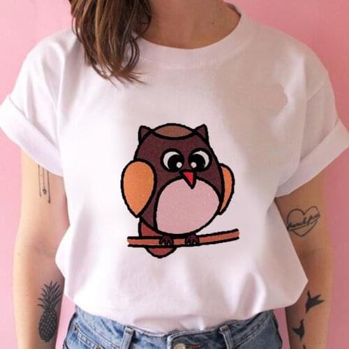Top T Shirt Ladies Womens Graphic Female Tee T-Shirt Women 2020 Cartoon Owl Short Sleeve Cute O-Neck Clothing Lady T-shirts
