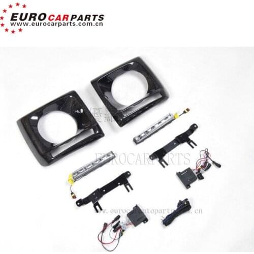 G class w463 G63 G65 G500 carbon finber headlight cover with led day running lights for G63 G65 headlamp cover 2017 2018