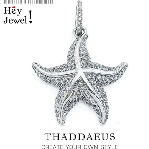 Pendant Sparkling Starfish,2021 Summer Brand New Fine Jewelry Trendy 925 Sterling Silver Accessories Ocean Spirit Gift For Women