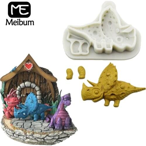 Meibum Birthday Party Jurassic Tyrannosaurus Silicone Fondant Cake Mold Dinosaur Sugar Craft Dessert Decorating Mould Bake Tools