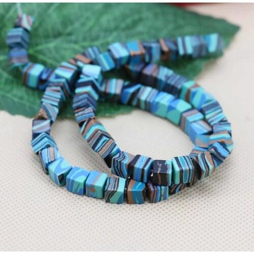 6mm Fashion New Cube Blue Malachite loose DIY beads Jewelry crafts making design 15inch Girls Gifts stone For Necklace Bracelet