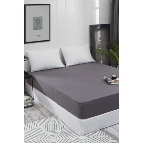 Pure %100 Cotton Combing Luxury Solid Smoke Fitted Sheet Elastic Bed Linens Mattress Cover 160x200 Comfortable Modern 2020