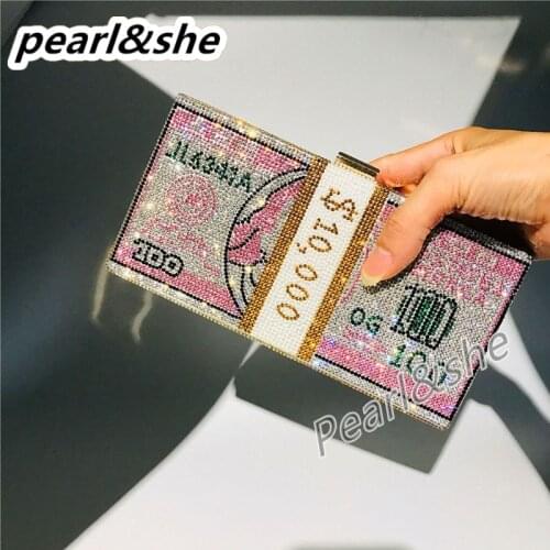New Crystal Money USD Bags Dollar Design Luxury Diamond Evening Bags Party Purse Clutch Bags Wedding Dinner Purses and Handbags