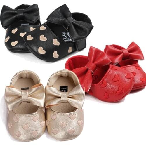 New Christmas Newborn Girls Shoes Leather Shoes Baby Leather Shoes For Baby Girls Moccasins Shoes Bow Embroidery Infant 0-2 Year