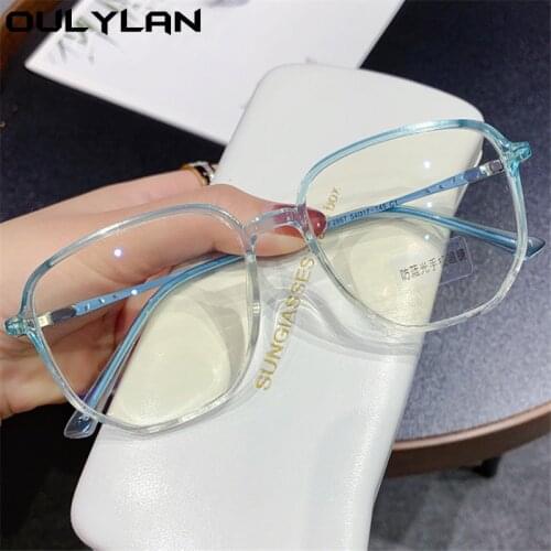 Oulylan Anti blue Light Glasses Frame Women Men Oversized Computer Spectacles Frames Polygon Optical Transparent Eyeglassees