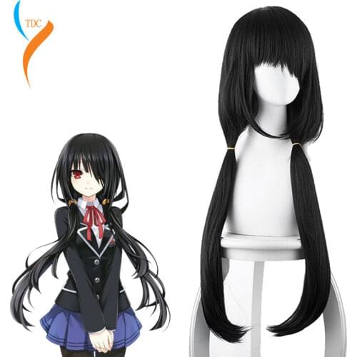 2019 new Japanese anime DATE A LIVE 3 Tokisaki Kurumi Wig Cosplay Nightmare Black tiger mouth clip pony tail anime wig Cosplay