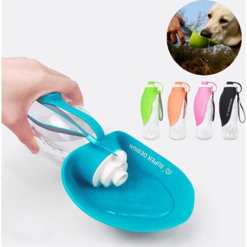 580ml Portable Pet Dog Water Bottle Soft Silicone Leaf Design Travel Dog Bowl For Puppy Cat Drinking Outdoor Pet Water Dispenser