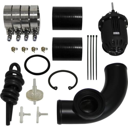 Adjustable SSQV SQV Blow Off Valve BOV 4 + 2.36" / 2.25" / 2" 90 Degree Flange Pipe Kit Black