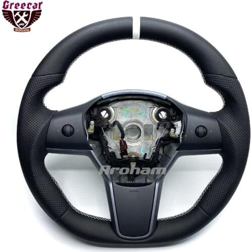 Steering Wheel With Perforated Leather Sport Style High Quality Customize For Tesla Model Y Model 3 2017 2018 2019 2020 2021
