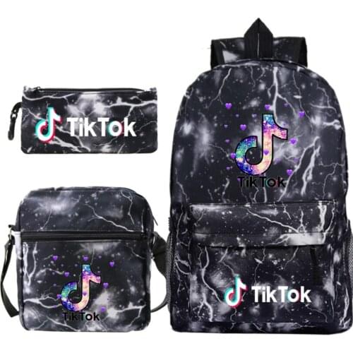 Hot TIK TOK Backpack 3pcs/set Kids Knapsack Teens TIK TOK App Video Rucksack Girls Boys Schoolbag Back to School Gift Mochilas