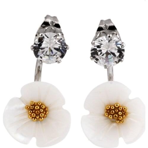 Fashion Flower earring with Crystal Jewelry Christmas gift White Gold Jewelry stud earrings for women