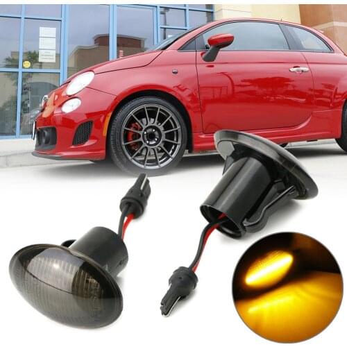 Super Bright Lights Side Marker For 07-19 Fiat 500 500e 500c Abarth For Maserati GranCabrio Lamps Smoke Lens 20-SMD