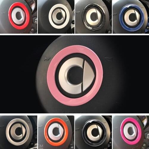 Car Steering wheel Decoration Center Panel Ring Sticker For Mercedes Smart 453 fortwo forfour Car Styling Accessories