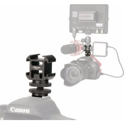 Ulanzi Triple Hot Shoe Camera Mount Three Cold Shoe Mount Bracket Tripod Stand for Canon DSLR Video Microphone Led Video Light