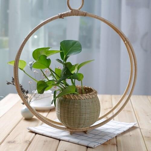 Nordic Vase Flower Pot Weaving Storage Basket Container for Party Wedding Wall Hanging Garden Home Decoration Hand Made Bamboo