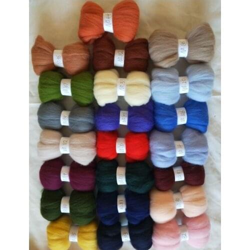 WFPFBEC felt 70s wool for needle felting kit doll merino wool roving sheep fiber wool diy crafa mix 22 colors 10g/color