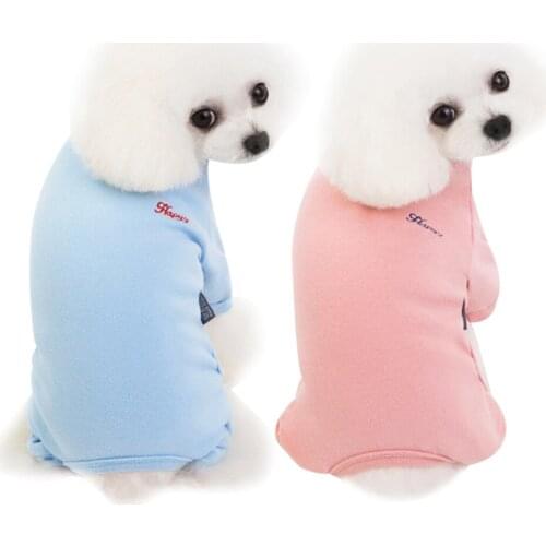 Pet Dog Jumpsuits Winter Warm Cotton Bottomed Shirt Fashion Costume Puppy Rompers Solid Color Clothes For Small Medium Dogs
