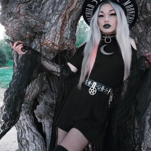 Harajuku Pleated Fashion Sexy Elegant Female Dress Dark Aesthetic Hollow Out Women Dresses Gothic Summer 2020 Vintage Hole Dress