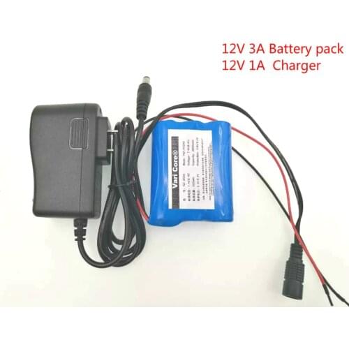 12 V 3000 mAh 18650 Li-ion Rechargeable battery Pack for CCTV Camera 3A Batteries+ 12.6V 1A Charger