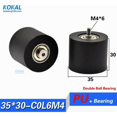 5PCS high quality low noise Double ball bearing S635 635z black TPU PU PVC rubber soft wheel roller PUT63535-30C0L6M4 M4*35*30mm