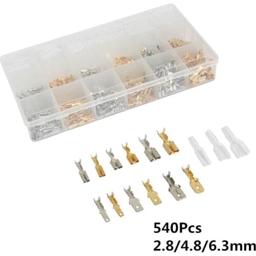540Pcs Assorted 2.8/4.8/6.3mm Female Male Terminals Electrical Spade Wire Butt Connectors Lugs Cable Splice Crimp Terminals Kit