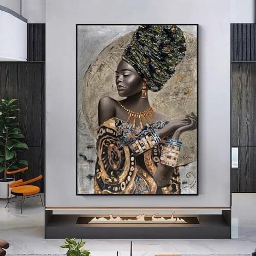 African Black Women Graffiti Art Posters African Girls Canvas Paintings Modern Interior Home Decoration Art Paintings(No Frame)