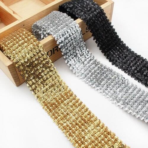 10Meters Handmade DIY Clothing Accessories Elastic Lace Trim Sequined Stage Costumes Dance Belt Decoration sewing 5cm