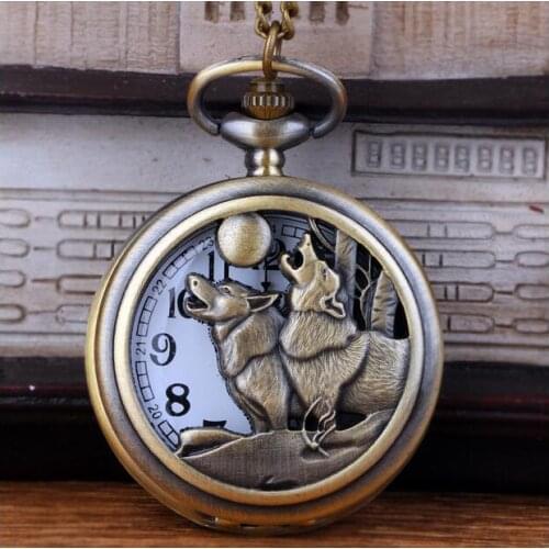 Antique bronze Half Hunter Chinese Folk Story Solar Eclipse Quartz Pocket Watch Hollow Bronze Watches Men Women Pendant Gift